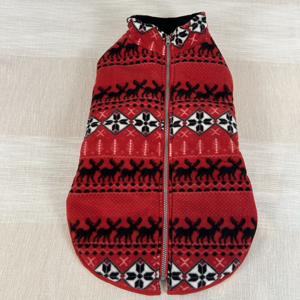 Bailey & Bella Dog Jacket Size XL Red Black Fleece Christmas Winter Coat Vest‎